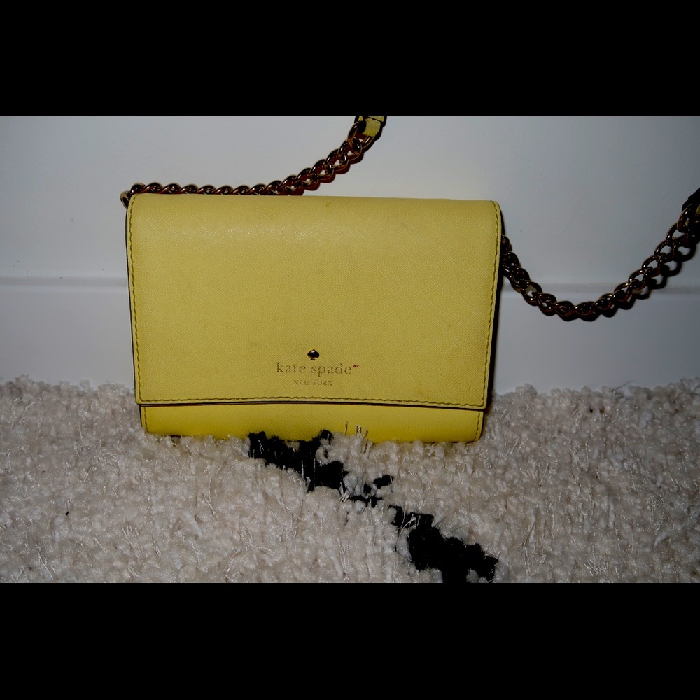 kate spade Yellow Saffiano Leather Crossbody Shoulder Bag